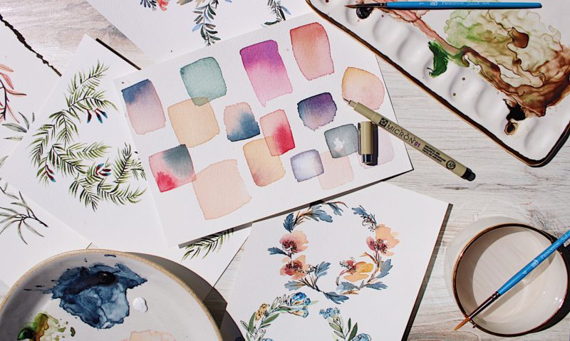 Botanical Watercolour by Sarah Simon @themintgardener