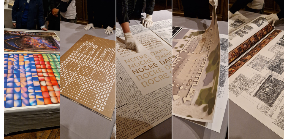 Hahnemühle Hemp paper for Notre-Dame new typography, signage, colour and light aesthetics