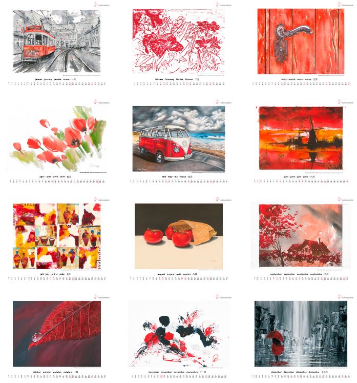 Rouge - Le calendrier artistique Hahnemühle 2019