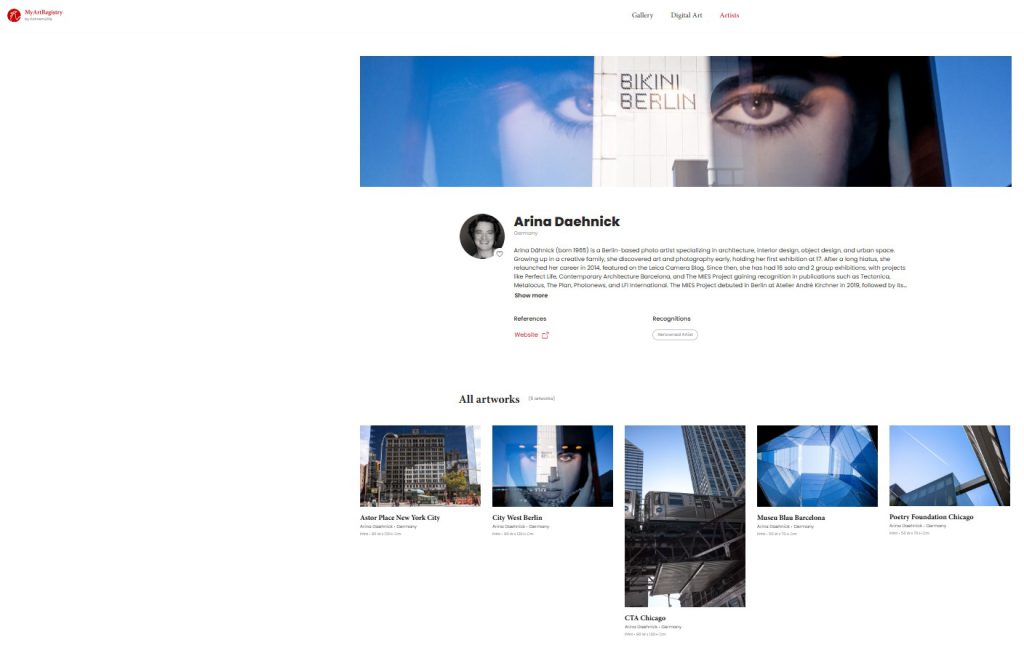 Galerie Hahnemühle My Art Registry Arina Daehnick Galerie Hahnemühle My Art Registry Arina Daehnick