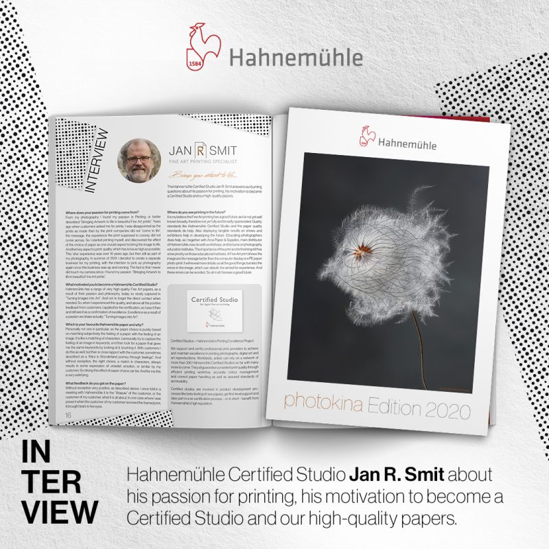 Feed Post - Certified Studio Jan R. Smit - Hahnemühle Magazin photokina Edition 2020