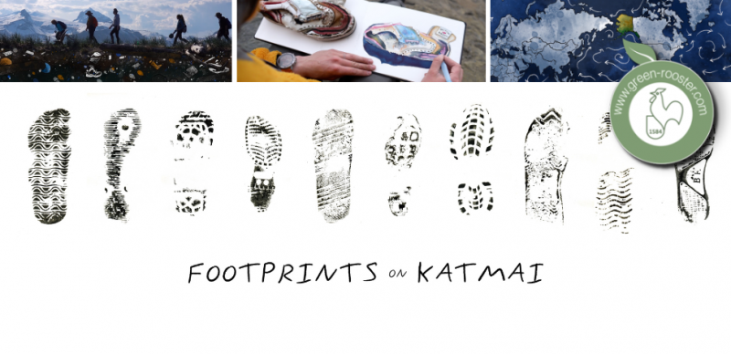 Green Rooster Project Footprints on Katmai Hahnemühle Green Rooster Projekt Footprints on Katmai gegen Ozeanmüll